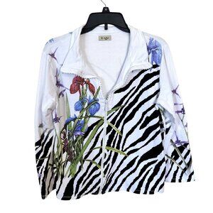 Cactus Womens Jacket Small Cotton Zebra Animal Print Iris Floral Bedazzle